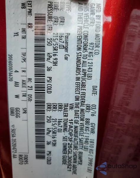 2016 Ford Focus Se из США, поврежденный, VIN 1FADP3F26GL300521